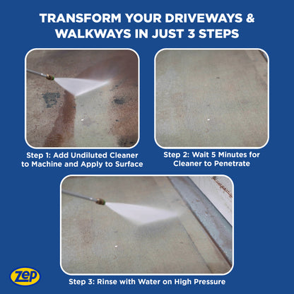 Zep Concentrated Driveway & Concrete Pressure Wash – Remove Tough Oil Stains and Grime – 1 Gallon