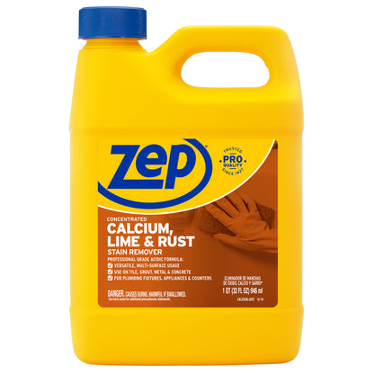 Zep Concentrated Calcium, Lime and Rust Stain Remover – Breaks Down Lime Deposits – 32 oz