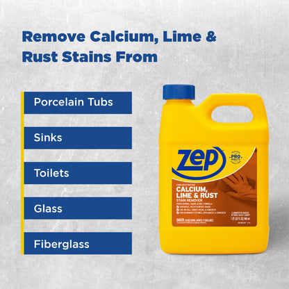 Zep Concentrated Calcium, Lime and Rust Stain Remover – Breaks Down Lime Deposits – 32 oz