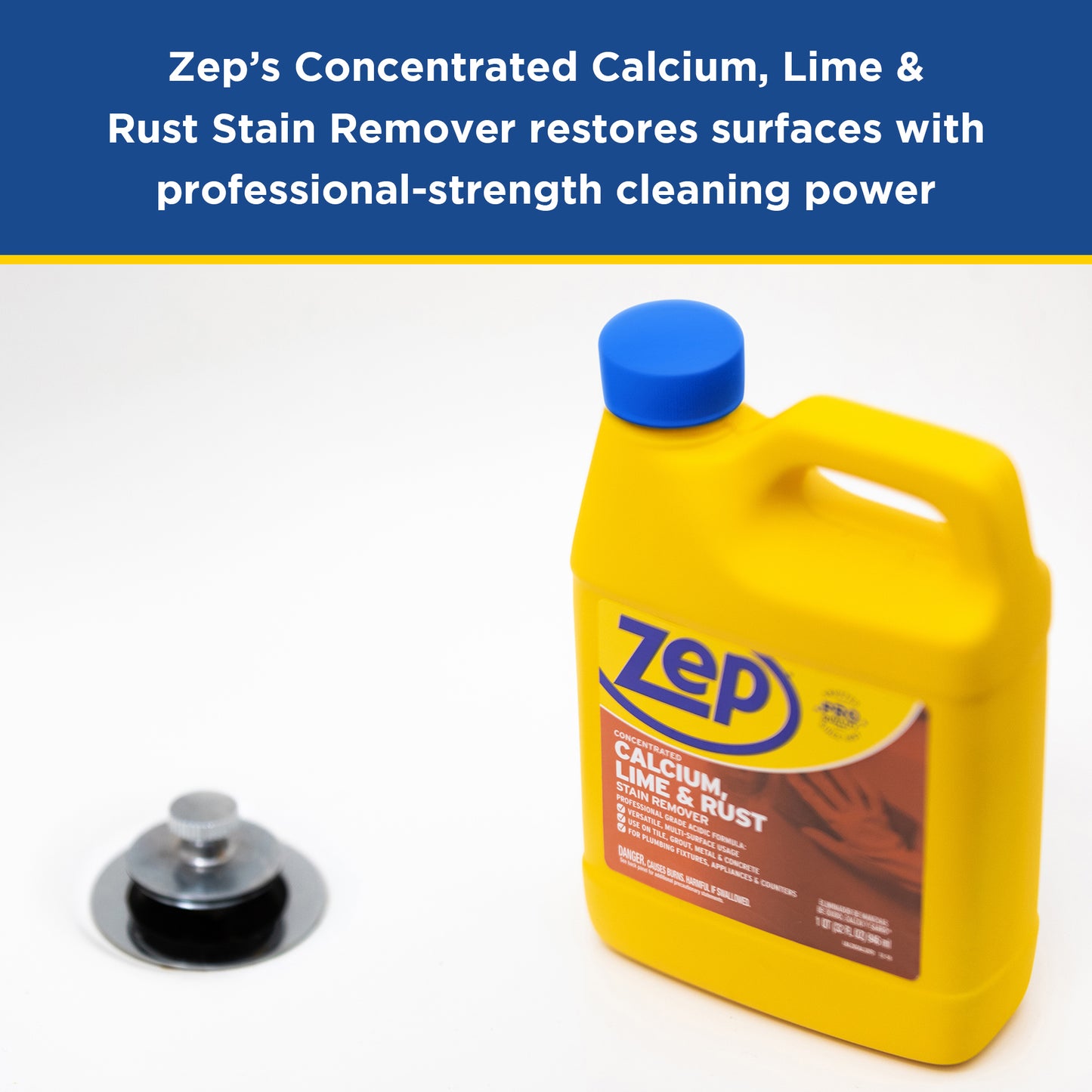 Zep Concentrated Calcium, Lime and Rust Stain Remover – Breaks Down Lime Deposits – 32 oz