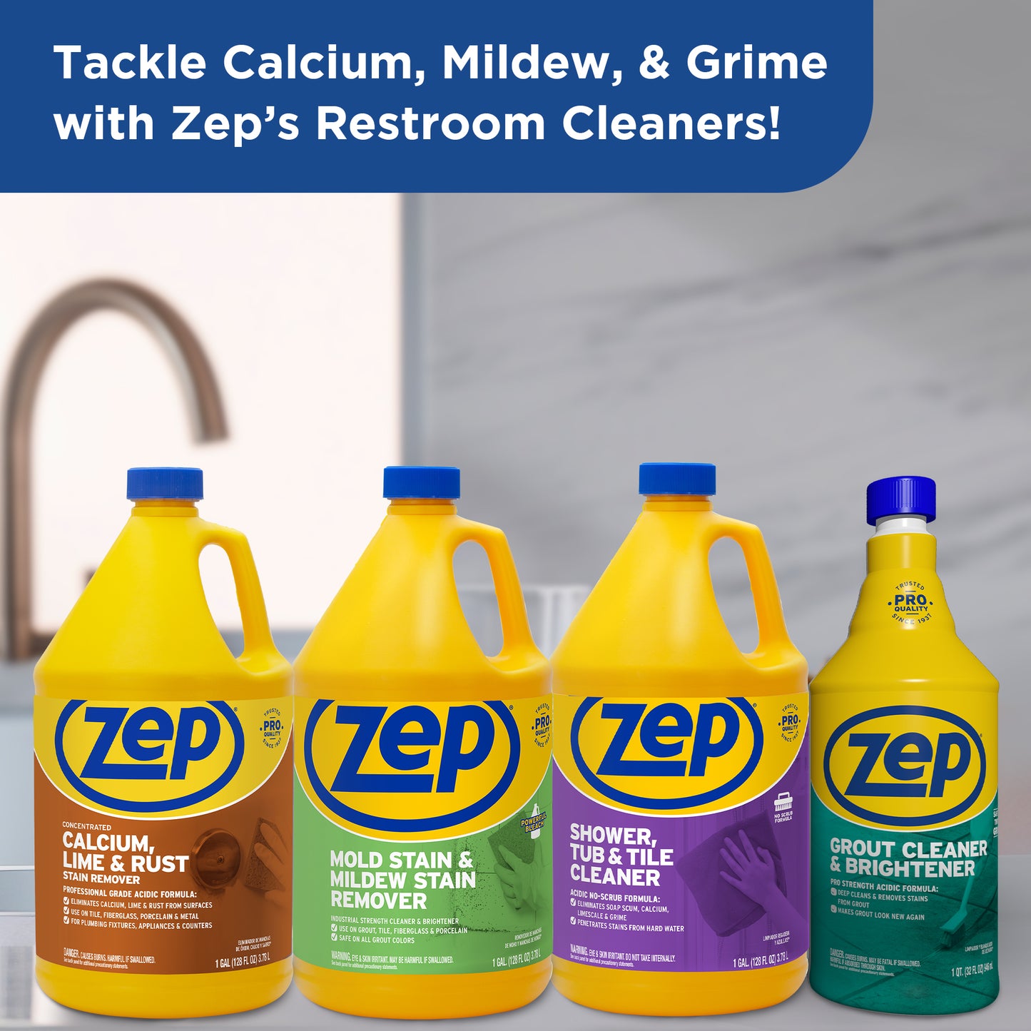 Zep Concentrated Calcium, Lime and Rust Stain Remover – Breaks Down Lime Deposits – 1 Gallon