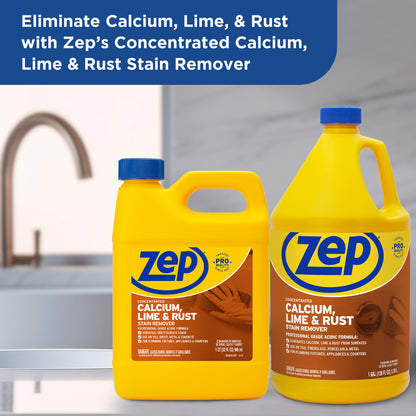 Zep Concentrated Calcium, Lime and Rust Stain Remover – Breaks Down Lime Deposits – 1 Gallon