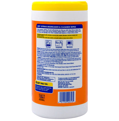 Zep Citrus Degreaser & Cleaner Wipes - 65ct