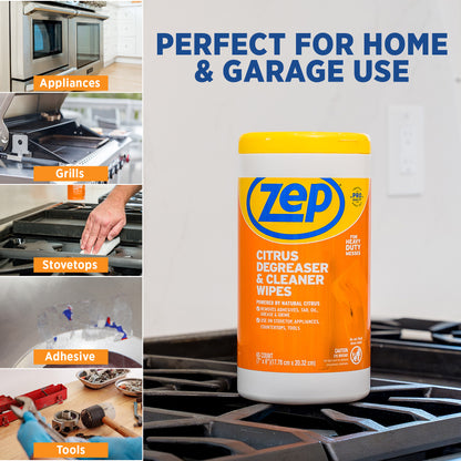 Zep Citrus Degreaser & Cleaner Wipes - 65ct