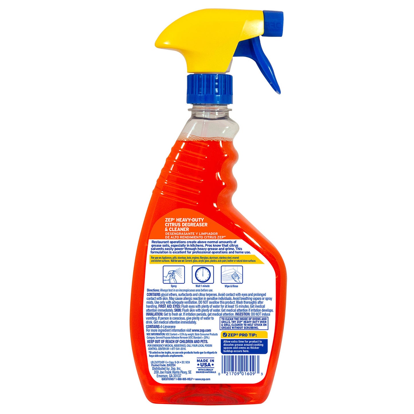 Zep Heavy-Duty Citrus Degreaser and Cleaner Spray - 24 oz
