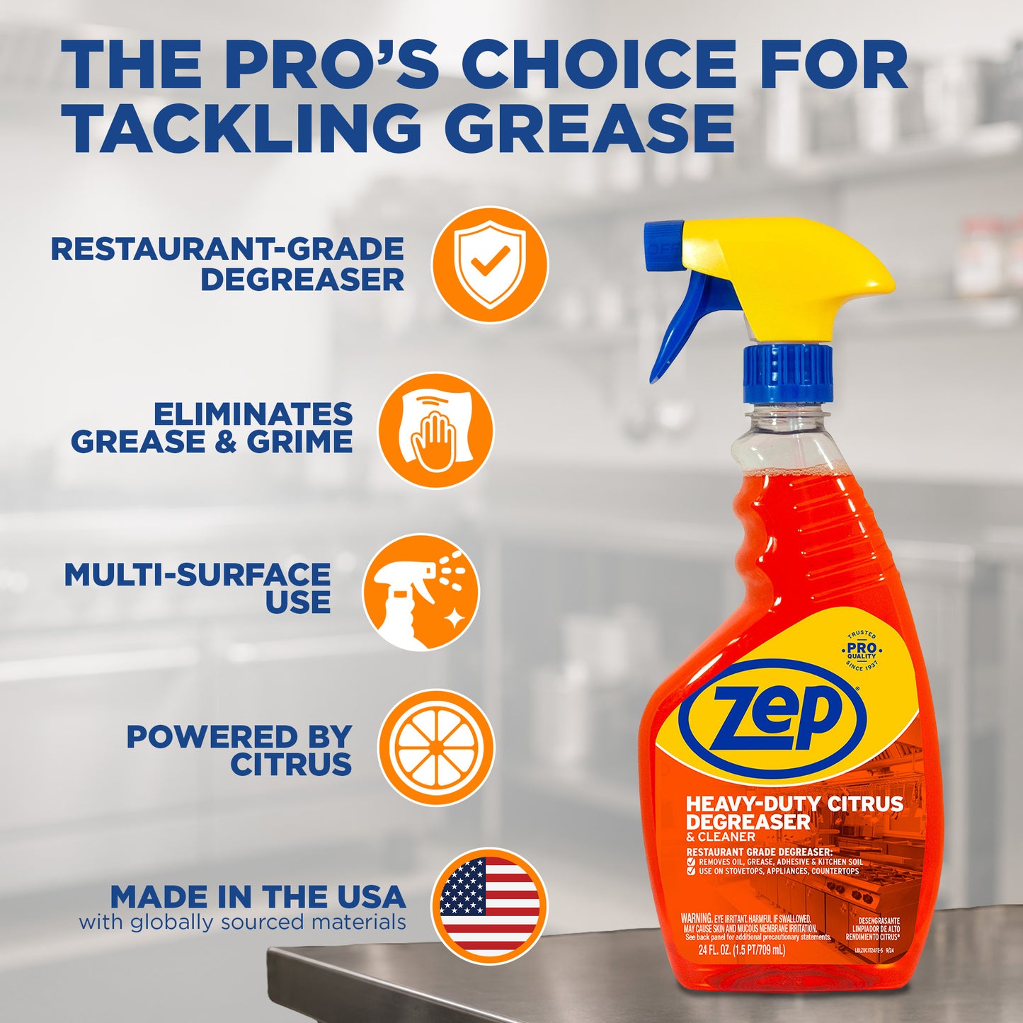 Zep Heavy-Duty Citrus Degreaser and Cleaner Spray - 24 oz