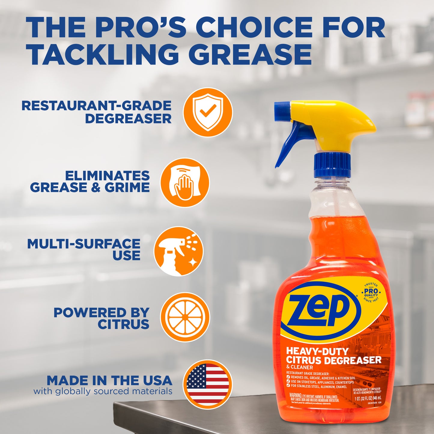 Zep Heavy-Duty Citrus Degreaser and Cleaner Spray - 32 oz