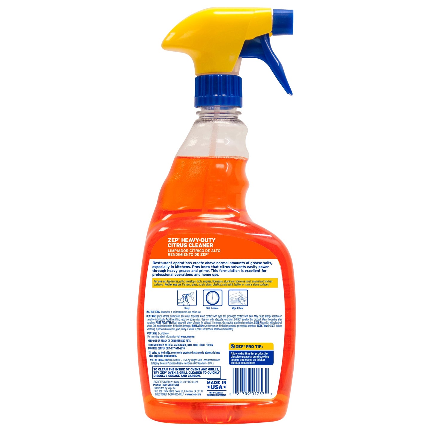 Zep Heavy-Duty Citrus Degreaser and Cleaner – Removes Grease and Grime – 32 oz.