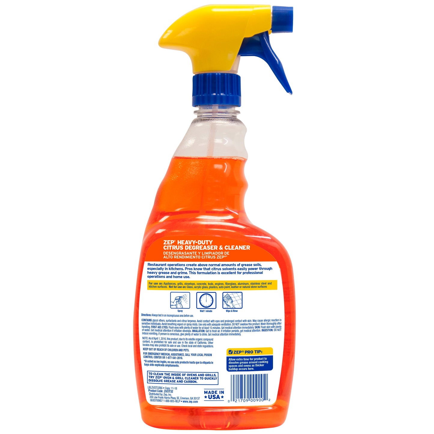 Zep Heavy-Duty Citrus Degreaser and Cleaner – Removes Grease and Grime – 32 oz.