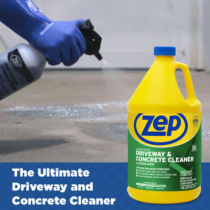 Zep Concentrated Driveway and Concrete Cleaner and Degreaser –  Removes Grease and Oil Stains - 1 Gallon