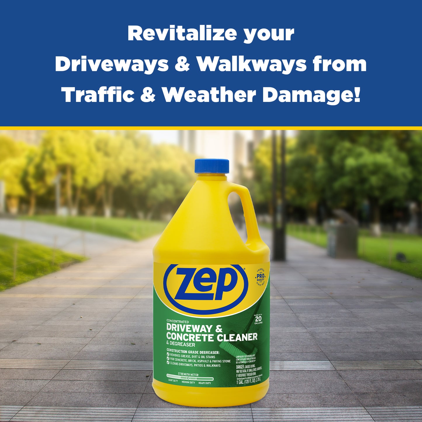 Zep Concentrated Driveway and Concrete Cleaner and Degreaser –  Removes Grease and Oil Stains - 1 Gallon