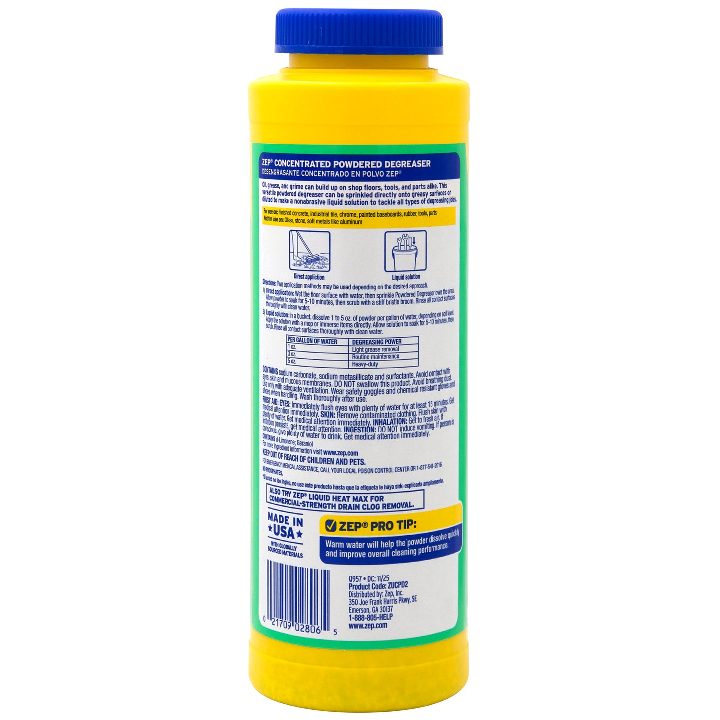 Zep Concentrated Powdered Degreaser -  Removes Oil, Grease & Grime  - 256 oz