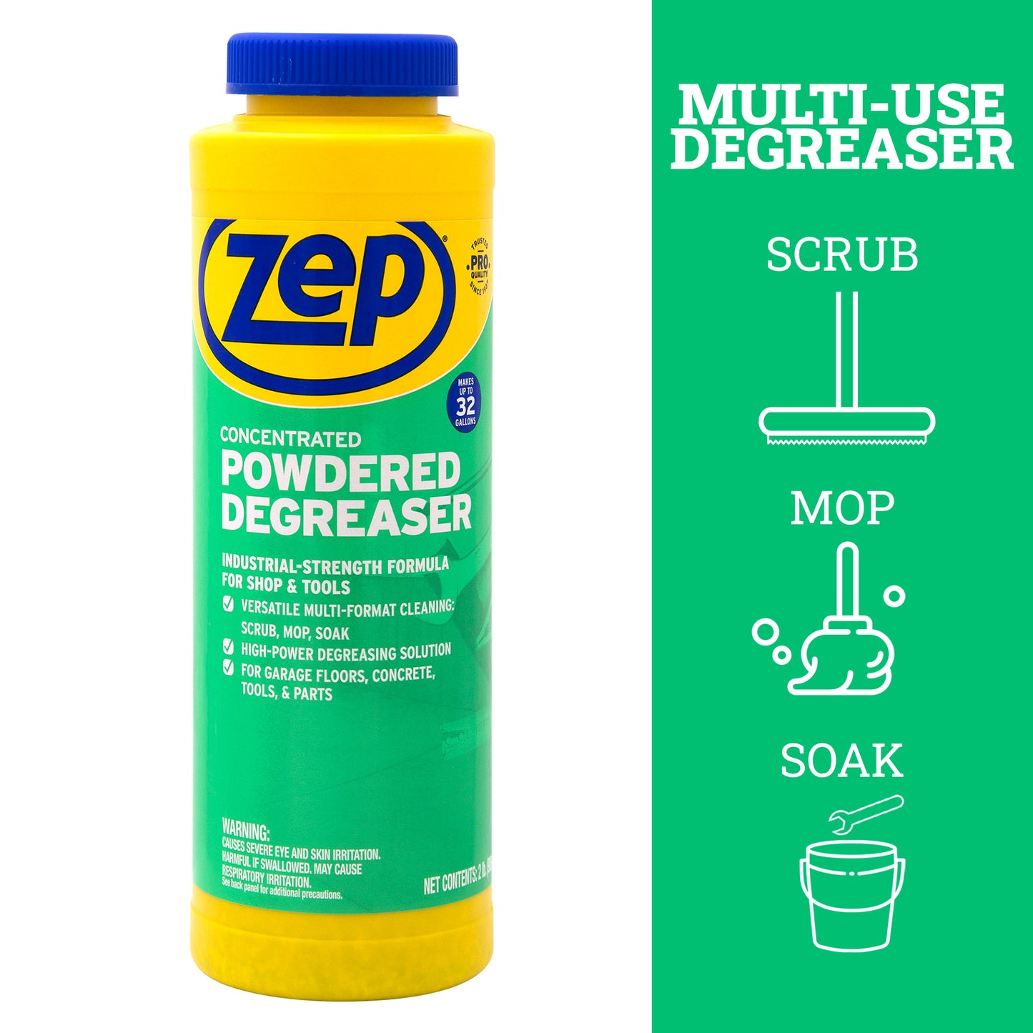 Zep Concentrated Powdered Degreaser -  Removes Oil, Grease & Grime  - 256 oz