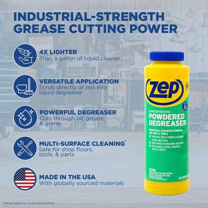 Zep Concentrated Powdered Degreaser -  Removes Oil, Grease & Grime  - 256 oz