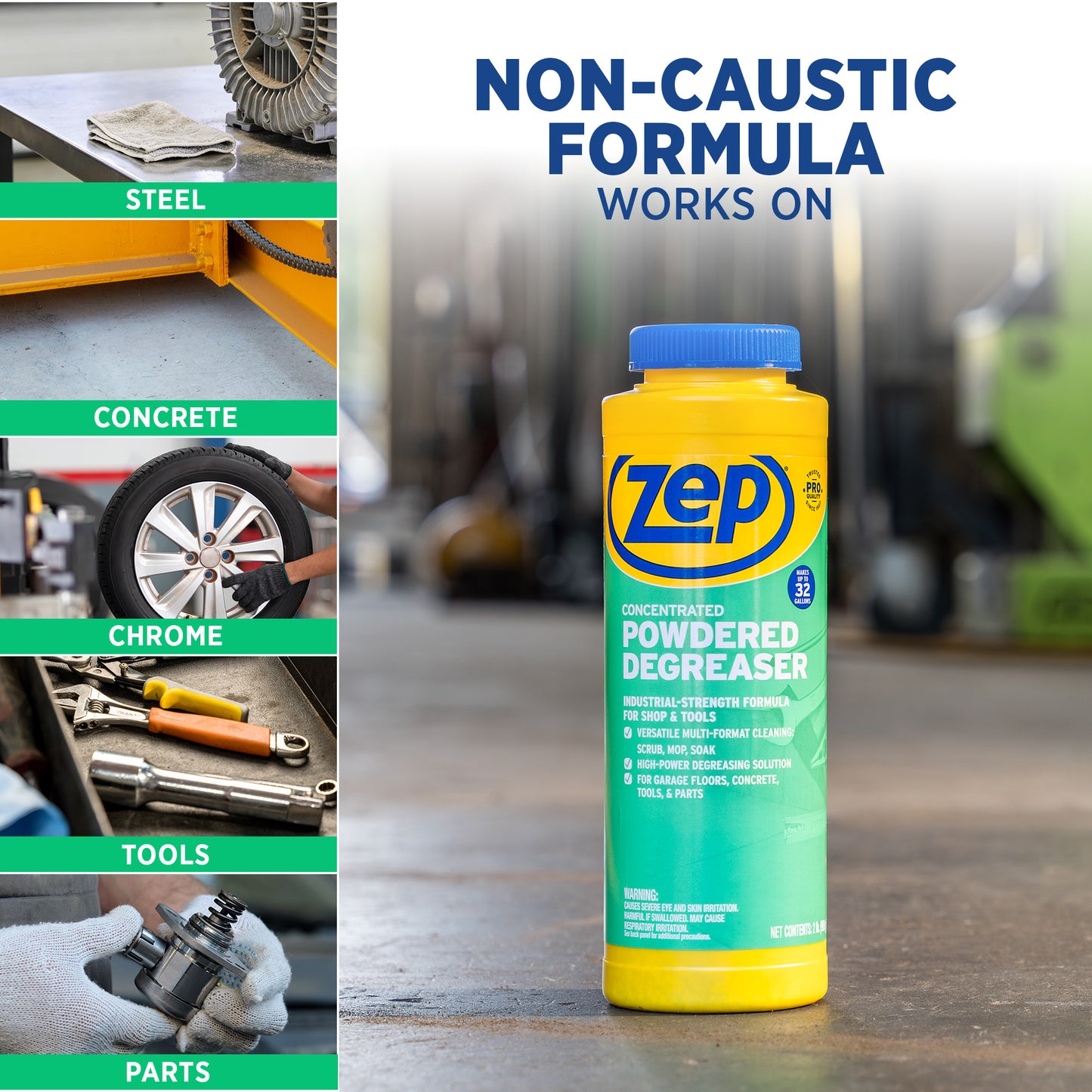 Zep Concentrated Powdered Degreaser -  Removes Oil, Grease & Grime  - 256 oz