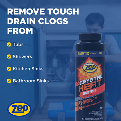 Zep Crystal Heat Grease Clog Dissolver – Melts Grease and Grime   – 32 oz
