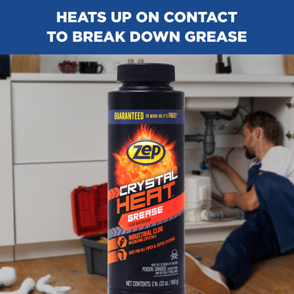 Zep Crystal Heat Grease Clog Dissolver – Melts Grease and Grime   – 32 oz