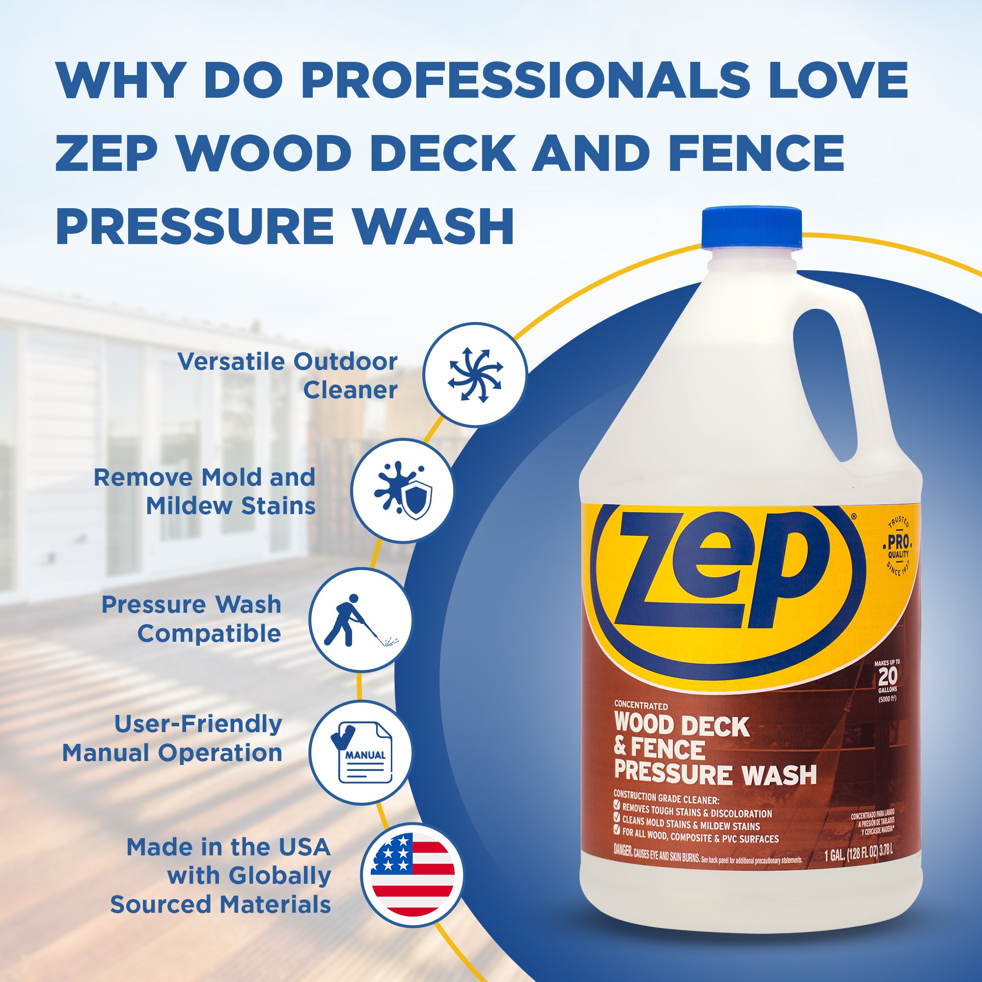 Wood Deck and Fence Pressure Wash Cleaner Concentrate - 1 Gallon