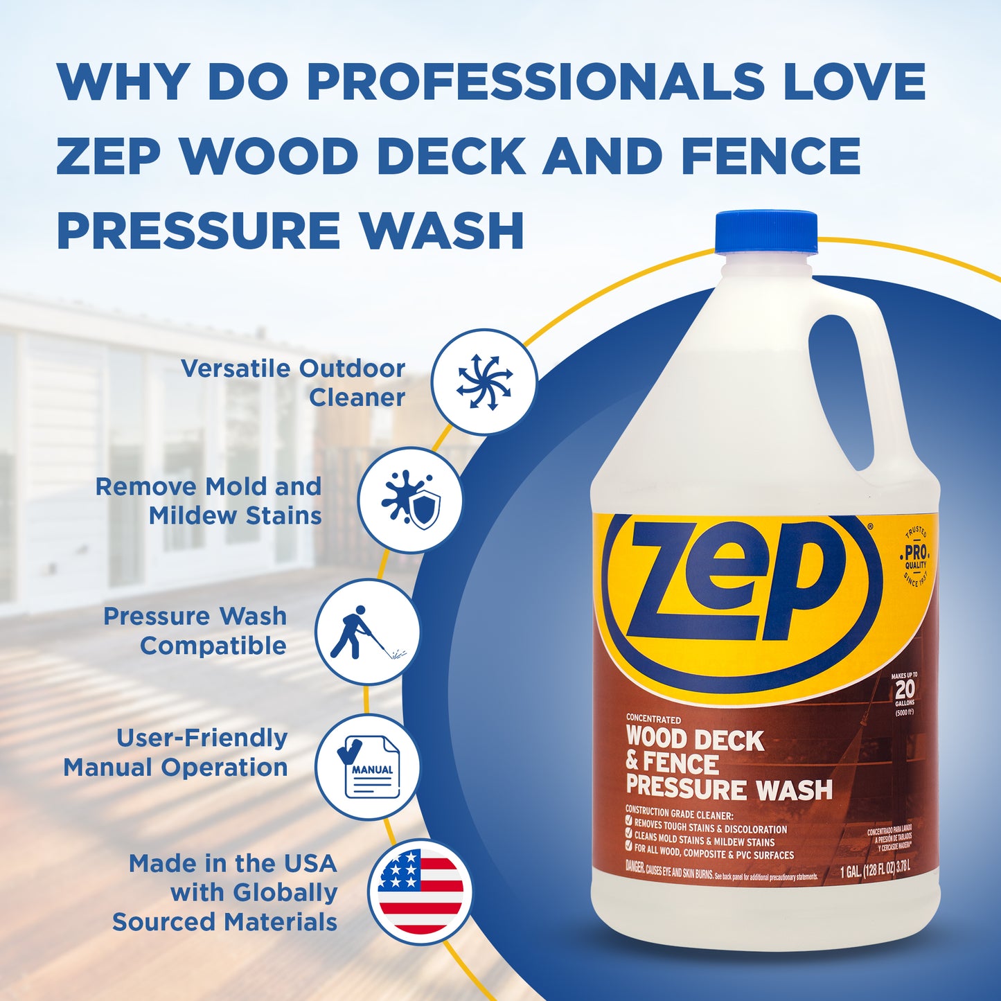 Wood Deck and Fence Pressure Wash Cleaner Concentrate - 1 Gallon