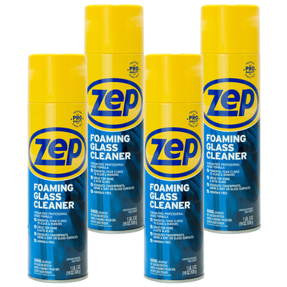 Zep Foaming Glass Cleaner – Aerosol Streak-Free Shine- 19 oz