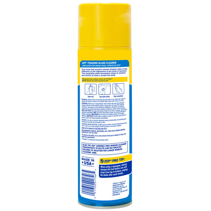 Zep Foaming Glass Cleaner – Aerosol Streak-Free Shine- 19 oz