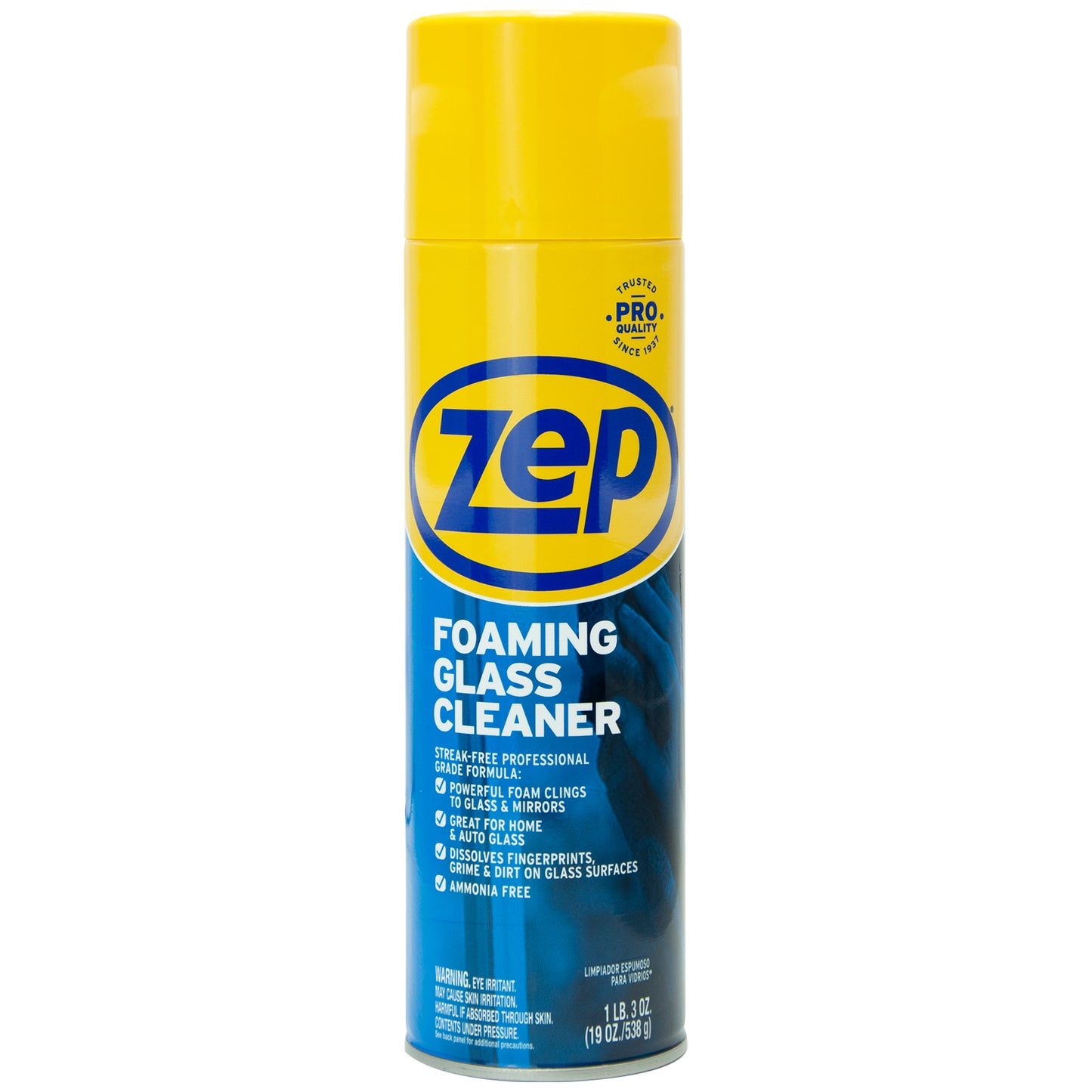 Zep Foaming Glass Cleaner Aerosol Streak-Free Shine - 19 oz (Case of 12) with Zep Foaming Wall Cleaner - 18 oz (Case of 12) Bundle