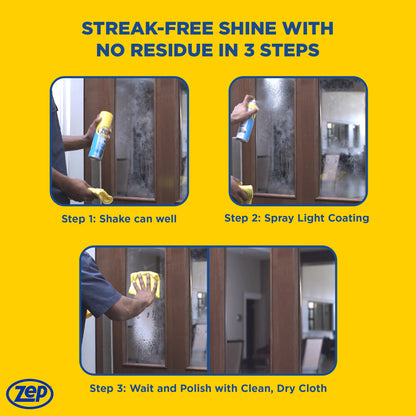 Zep Foaming Glass Cleaner – Aerosol Streak-Free Shine- 19 oz