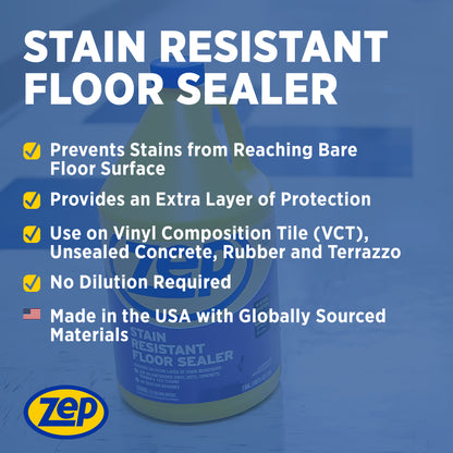 Zep Stain Resistant Floor Sealer – Protects Vinyl and Concrete Floors – 1 Gallon