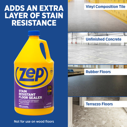 Zep Stain Resistant Floor Sealer – Protects Vinyl and Concrete Floors – 1 Gallon