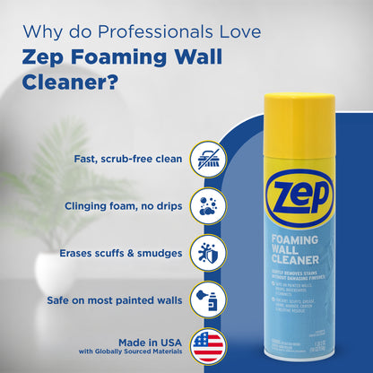 Zep Foaming Wall Cleaner – Multi-Surface Stain Remover – 18 oz.