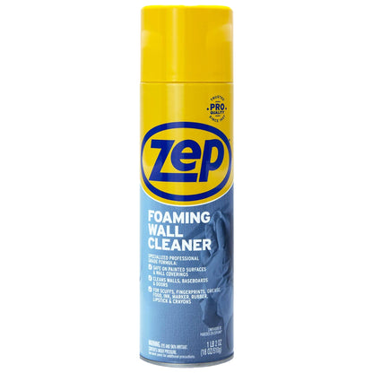 Zep Foaming Glass Cleaner Aerosol Streak-Free Shine - 19 oz (Case of 12) with Zep Foaming Wall Cleaner - 18 oz (Case of 12) Bundle