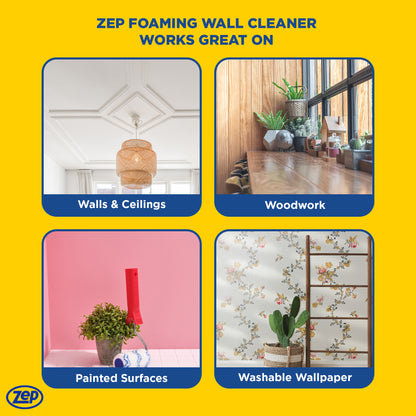 Zep Foaming Glass Cleaner Aerosol Streak-Free Shine - 19 oz (Case of 12) with Zep Foaming Wall Cleaner - 18 oz (Case of 12) Bundle