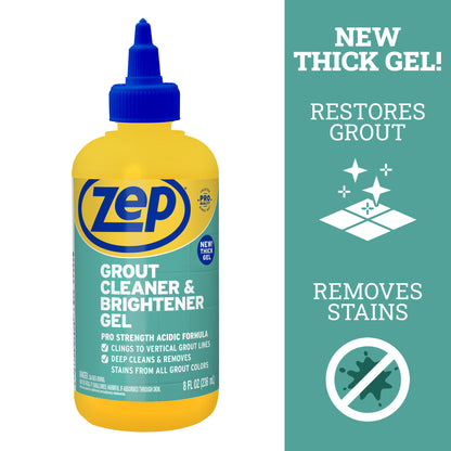 Zep Grout Cleaner & Brightener - lifts stubborn stains without heavy scrubbing- 8oz