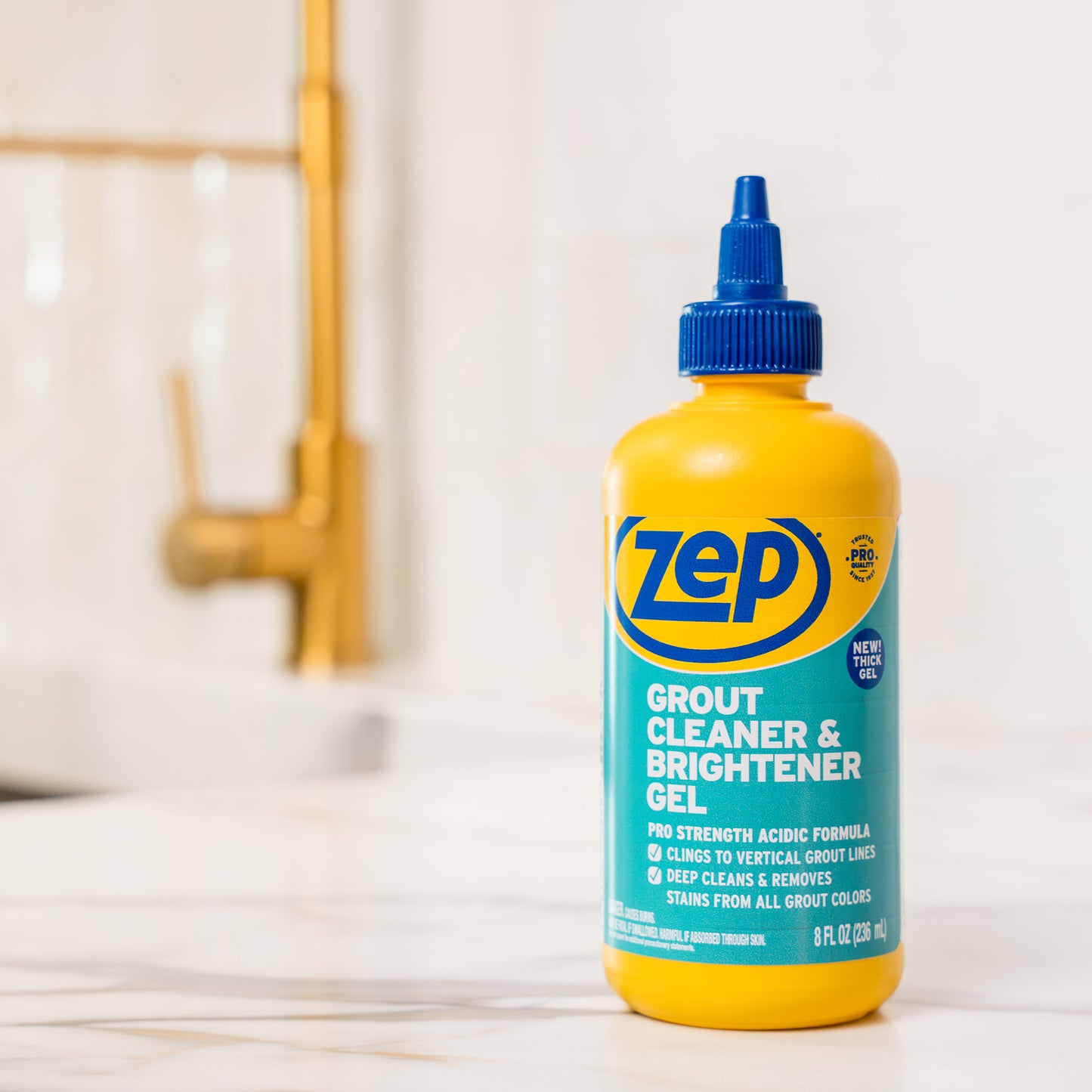 Zep Grout Cleaner & Brightener - lifts stubborn stains without heavy scrubbing- 8oz