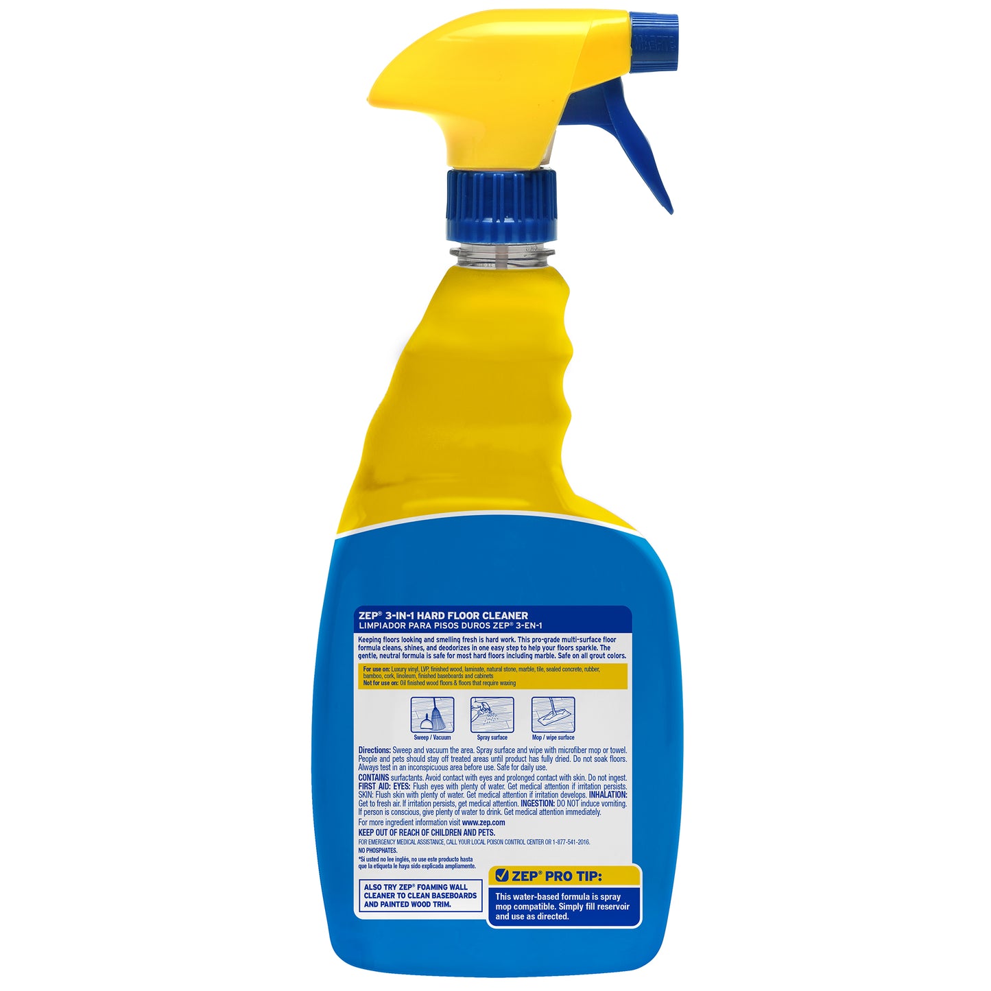 Zep 3-in-1 Hard Floor Cleaner - Cleans, Shines & Deodorizes - 32oz
