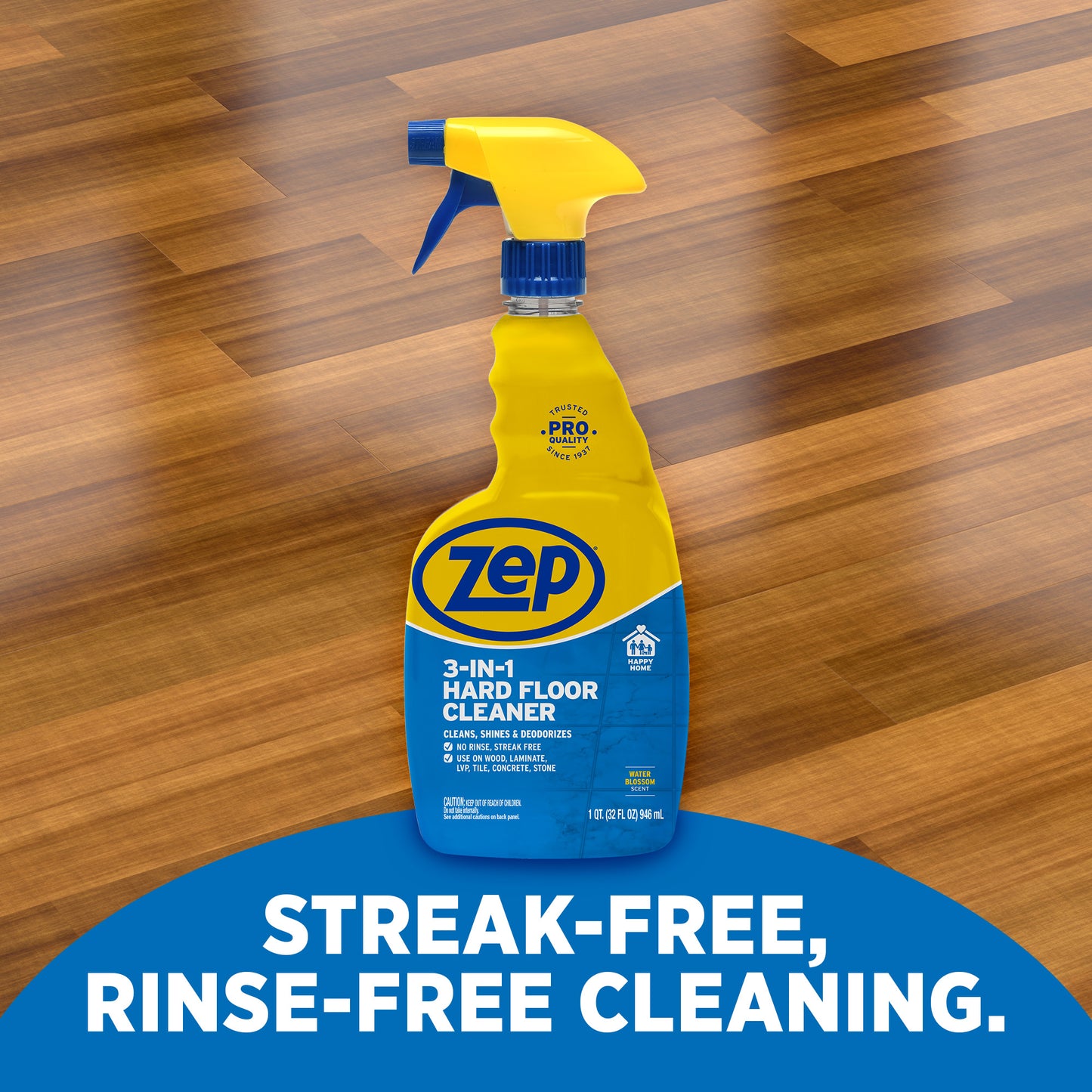 Zep 3-in-1 Hard Floor Cleaner - Cleans, Shines & Deodorizes - 32oz