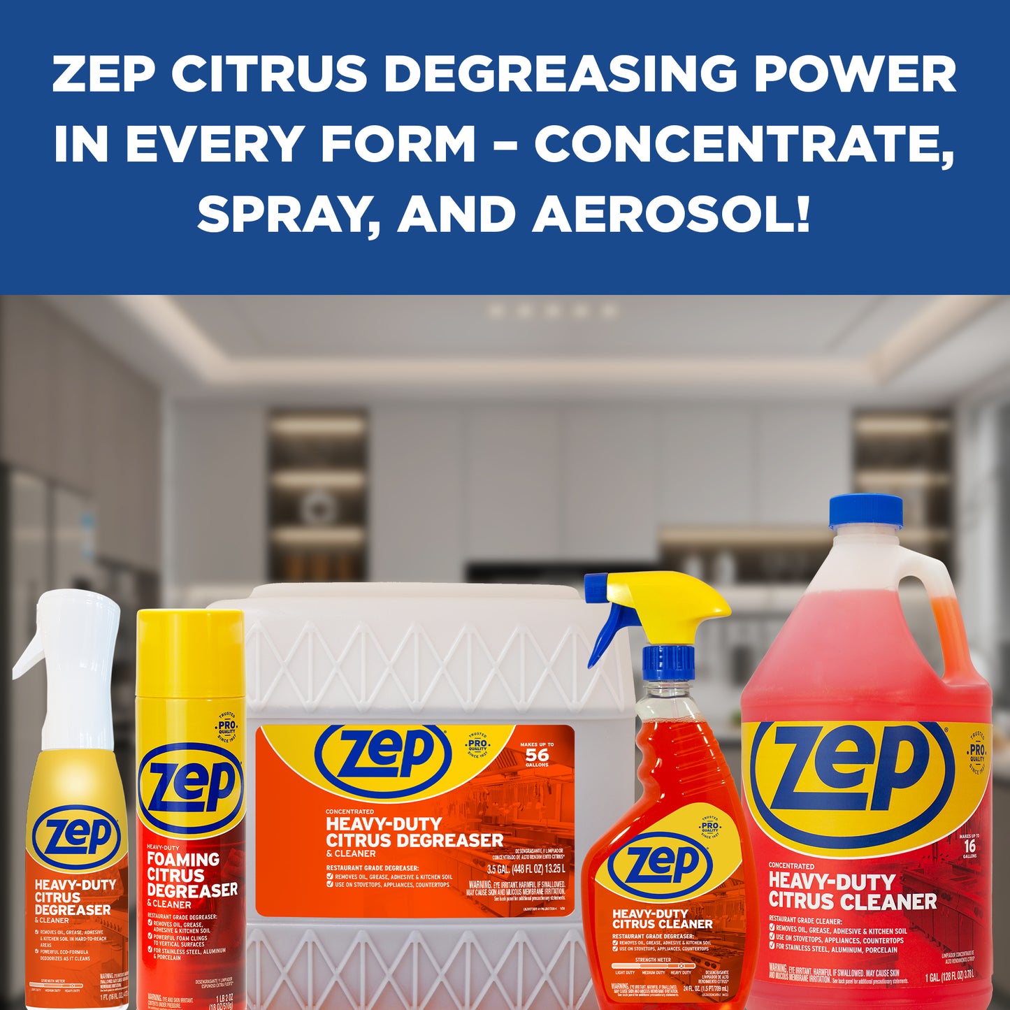Zep Heavy-Duty Foaming Citrus Degreaser & Cleaner – Foaming Indoor/Outdoor Cleaner – 18 oz.