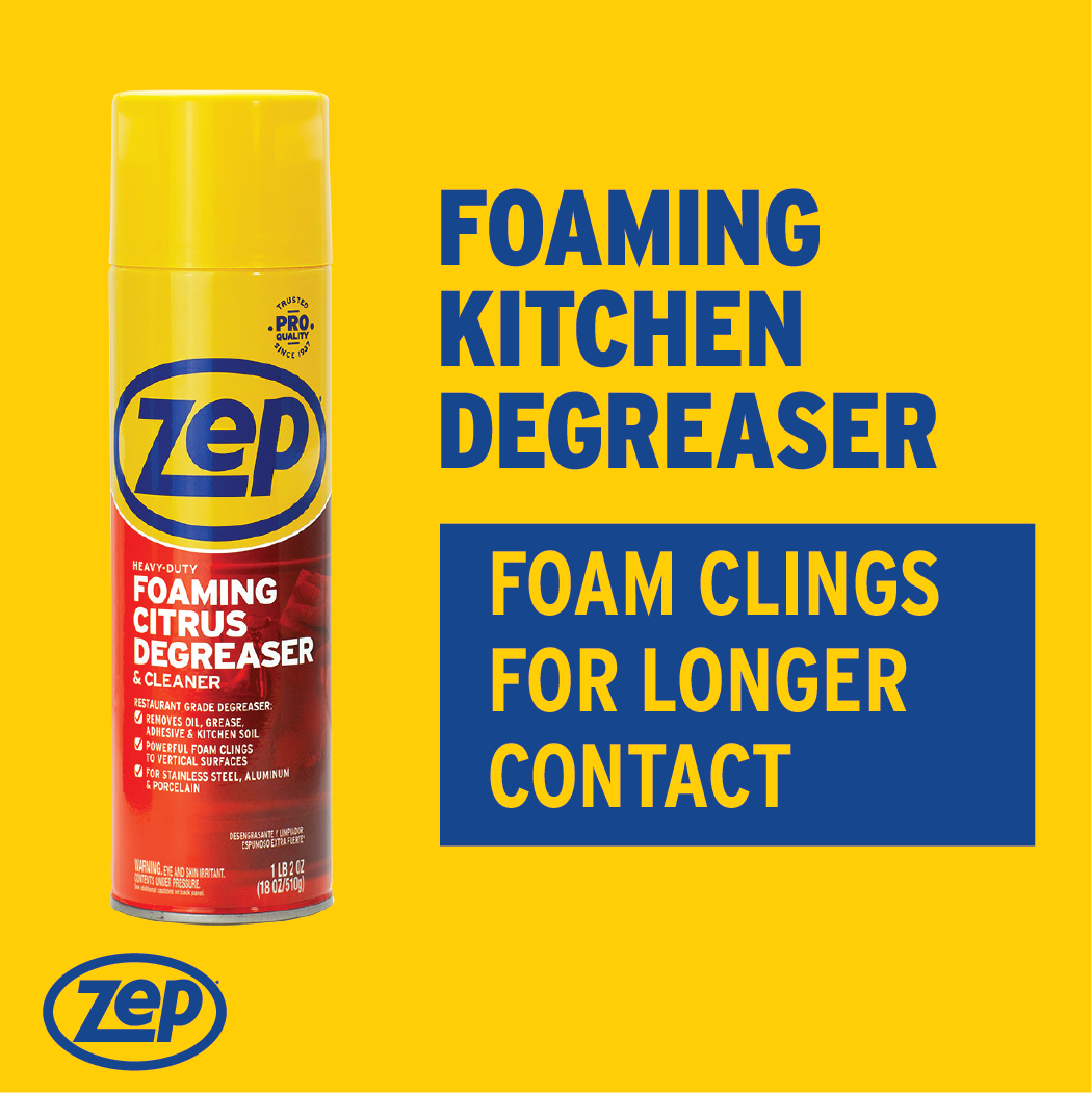 Zep Heavy-Duty Foaming Citrus Degreaser & Cleaner – Foaming Indoor/Outdoor Cleaner – 18 oz.