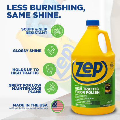 Zep High Traffic Floor Polish – Scuff Resistant Floor Shine – 1 Gallon