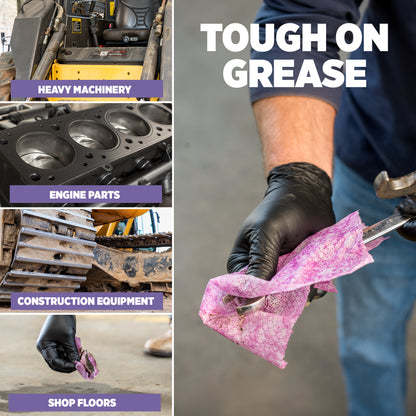 Industrial Purple Heavy-Duty Degreasing Wipes (65 Wipes per Canister)