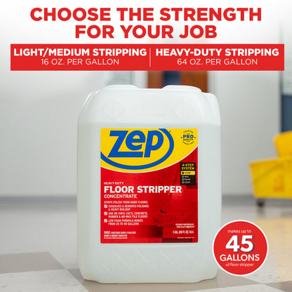 Zep Heavy-Duty Floor Stripper Concentrate – Removes Heavy Polish Buildup – 5 Gallon