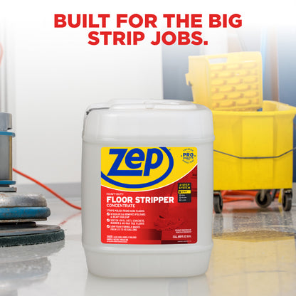 Zep Heavy-Duty Floor Stripper Concentrate – Removes Heavy Polish Buildup – 5 Gallon