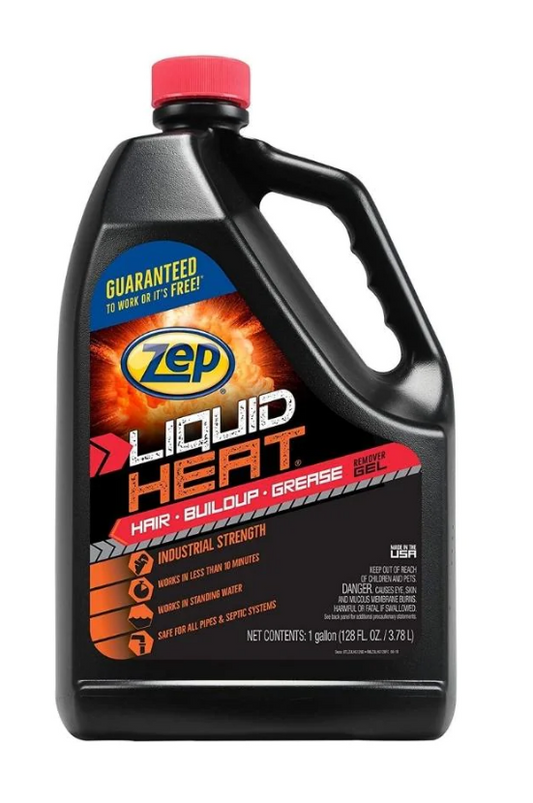 Zep Liquid Heat Hair, Grease, and Buildup Remover Gel – Industrial Strength Drain Cleaner – 1 Gallon