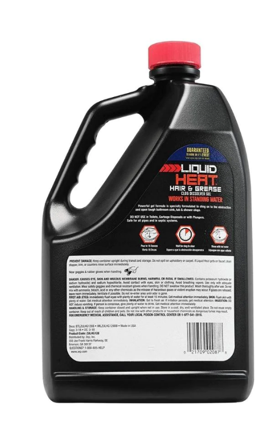 Zep Liquid Heat Hair, Grease, and Buildup Remover Gel – Industrial Strength Drain Cleaner – 1 Gallon