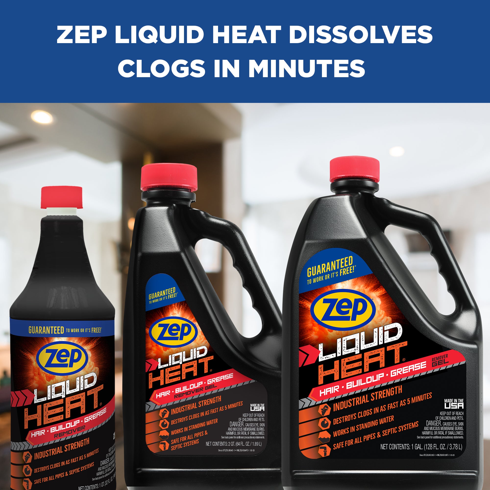 Zep Liquid Heat Hair, Grease, and Buildup Remover Gel – Industrial