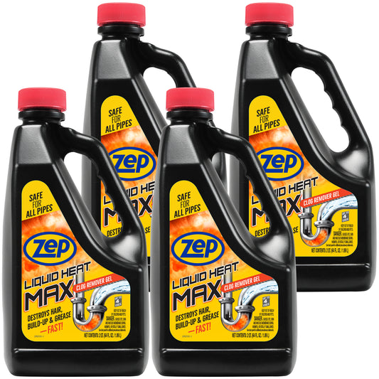 Zep Liquid Heat Max Clog Remover Gel - Destroys Hair, Build-Up & Grease - 64 oz.