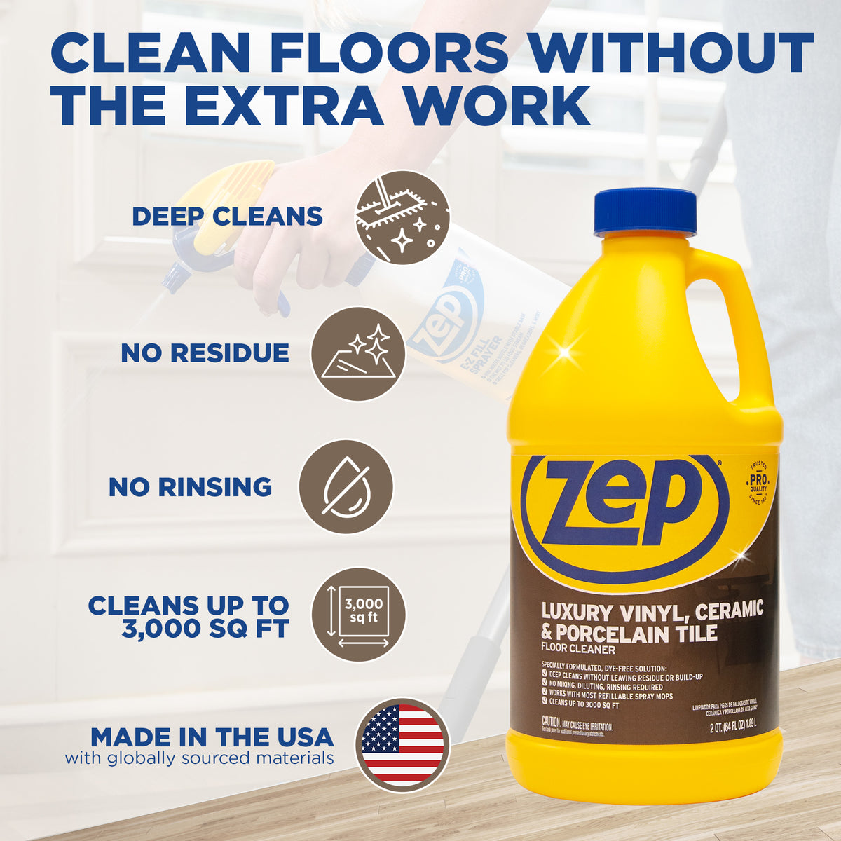 Zep Luxury Vinyl, Ceramic and Porcelain Tile Floor Cleaner - 64 oz