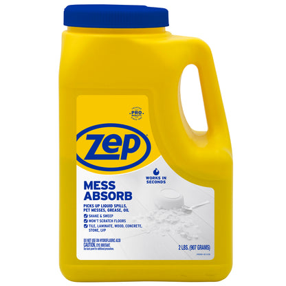 Zep Mess Absorb Hard Floor Spill Absorbent for Pet Mess, Grease, Oil & Liquid Spills - 2 lbs