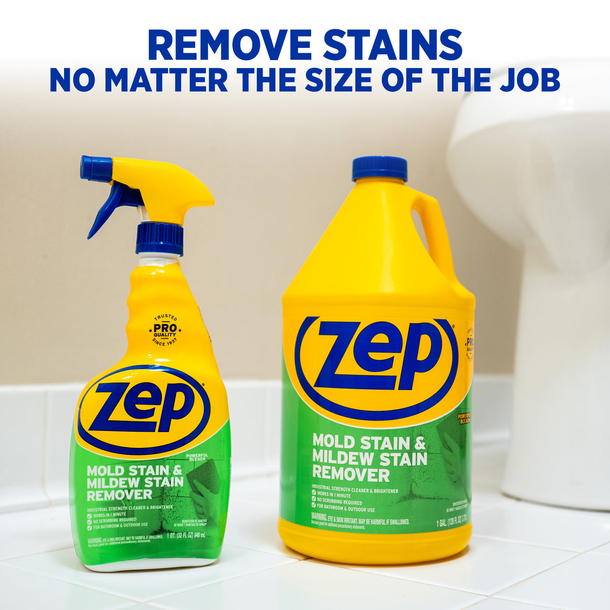 Zep Mold Stain and Mildew Stain Remover – Powerful Bleach Formula – 32 oz