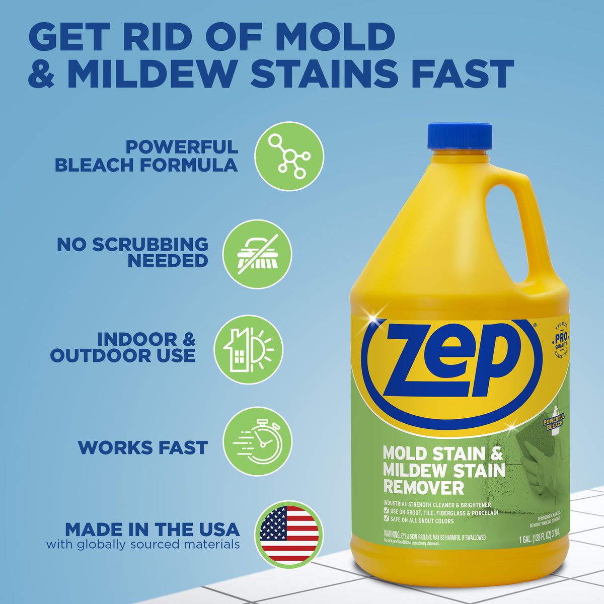 Zep Mold Stain & Mildew Stain Remover 1 Gal and Zep Air & Fabric Odor Eliminator 1 Gal